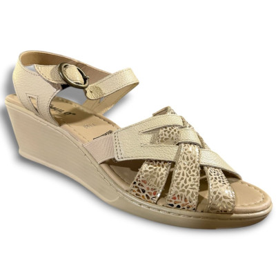 Romulo Sandalia Cuero Crema Mujer Ref 7188